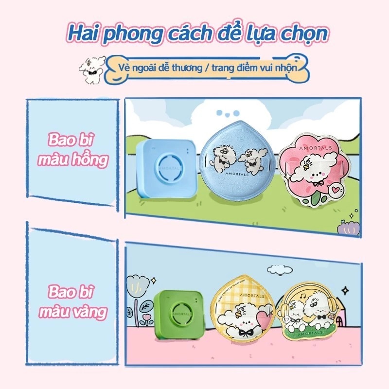 Set Bông Mút Amortals Porder Puff Suit Extra Box Hình Puppy (2 Bông Phấn Size XL + 1 Hộp Bảo Quản)
