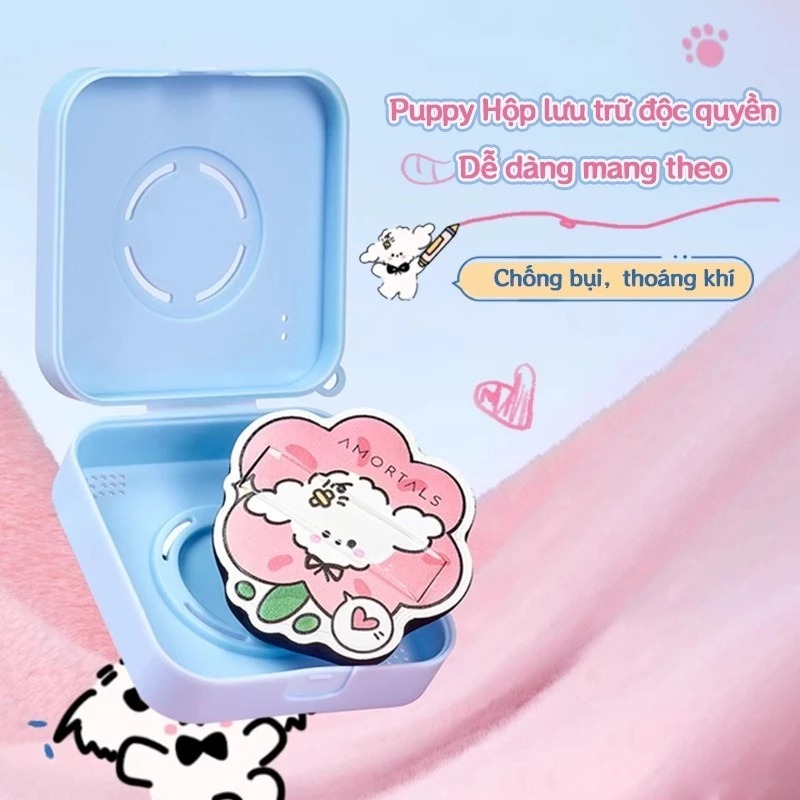 Set Bông Mút Amortals Porder Puff Suit Extra Box Hình Puppy (2 Bông Phấn Size XL + 1 Hộp Bảo Quản)