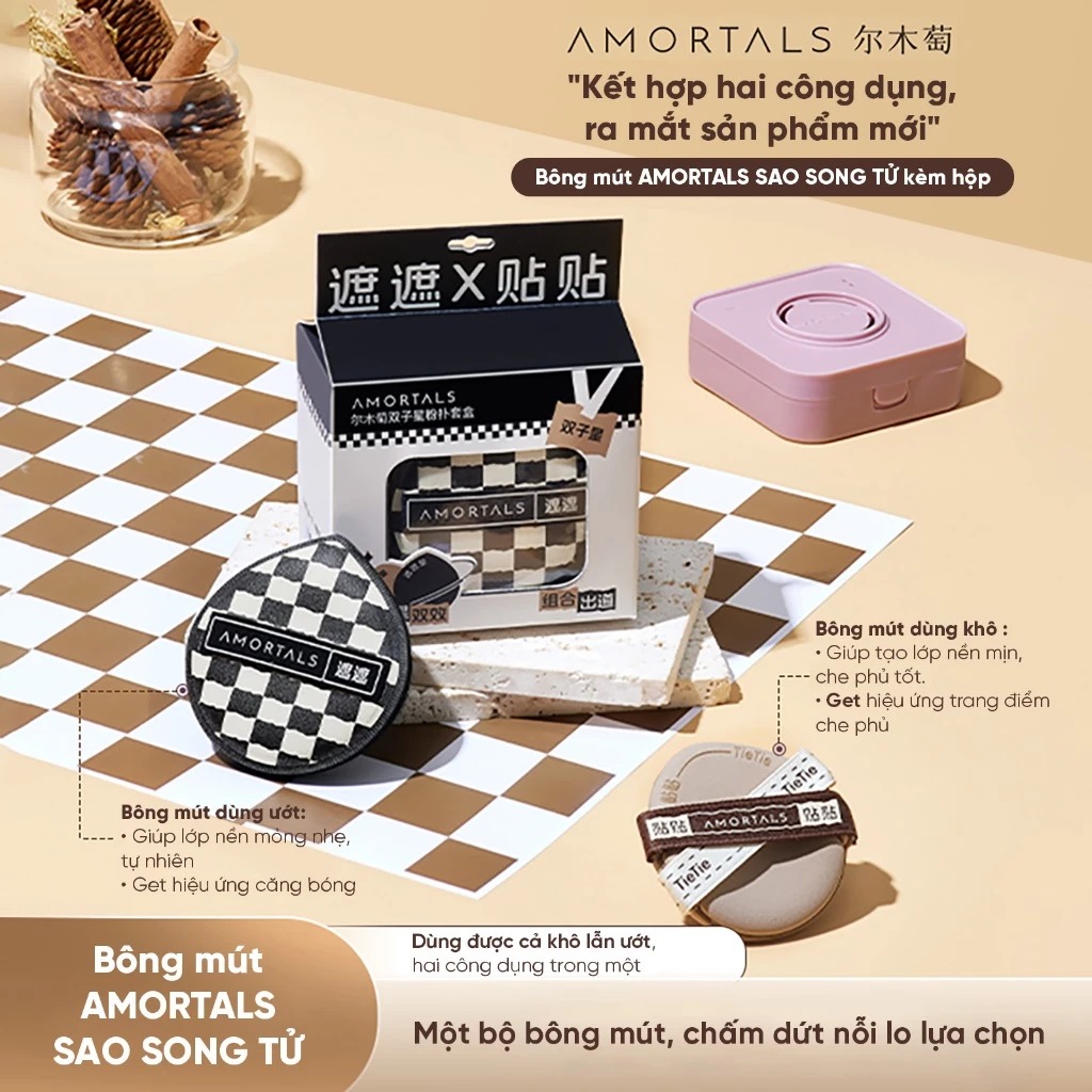 Set Bông Mút Amortals Sao Song Tử (2 Bông Mút + 1 Hộp Đựng)