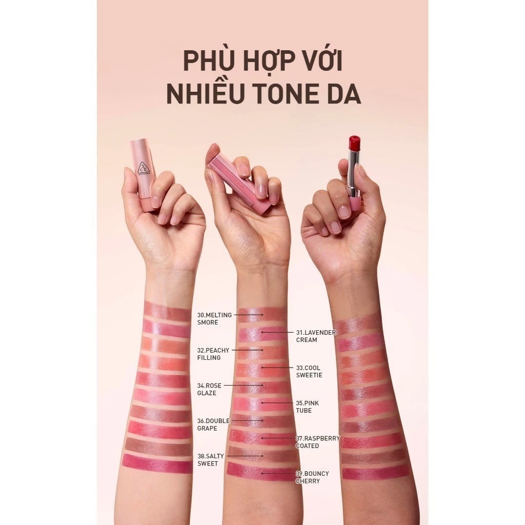 Son Dưỡng 3CE Glazy Lip Glow - 34 Rose Glaze