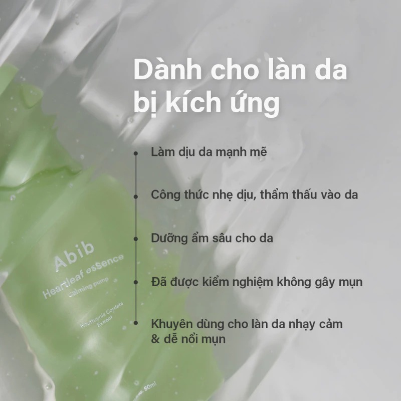 Tinh Chất Abib Chiết Xuất Diếp Cá Làm Dịu Da Heartleaf Essence Calming Pump 50ml