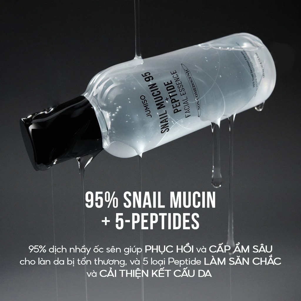 Tinh Chất Jumiso Chiết Xuất Ốc Sên Hỗ Trợ Ngăn Ngừa Lão Hoá Snail Mucin 95+ Peptide Facial Essence 140m