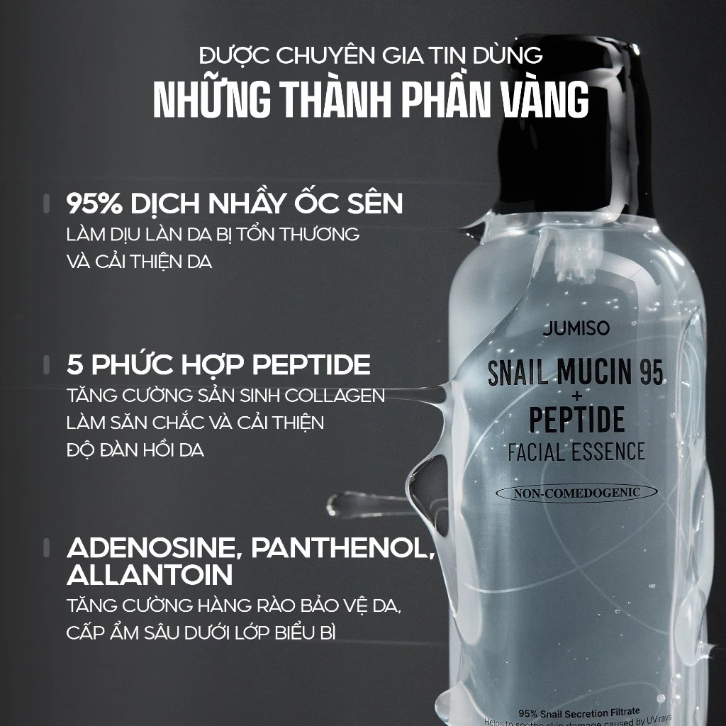 Tinh Chất Jumiso Chiết Xuất Ốc Sên Hỗ Trợ Ngăn Ngừa Lão Hoá Snail Mucin 95+ Peptide Facial Essence 140m