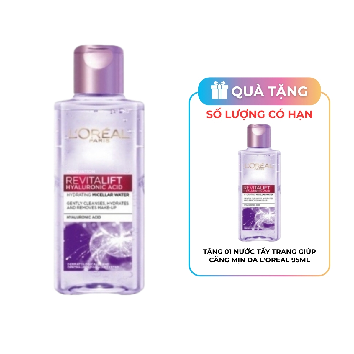 Nước Tẩy Trang Giúp Căng Mịn Da L'Oreal Paris Revitalift Hyaluronic Acid Micellar Water 95ml