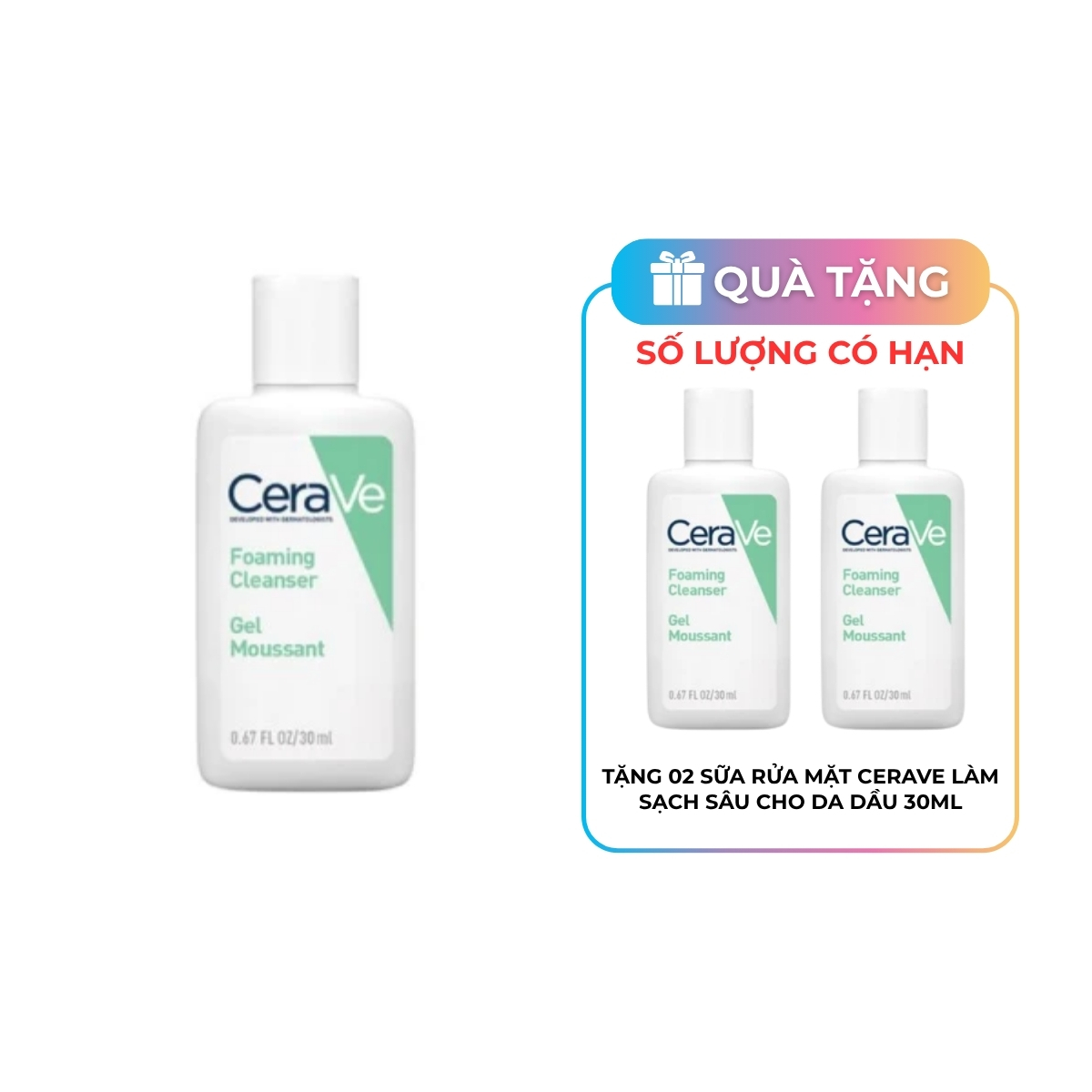 [KM] Sữa Rửa Mặt Cerave Làm Sạch Sâu Cho Da Dầu 30ml