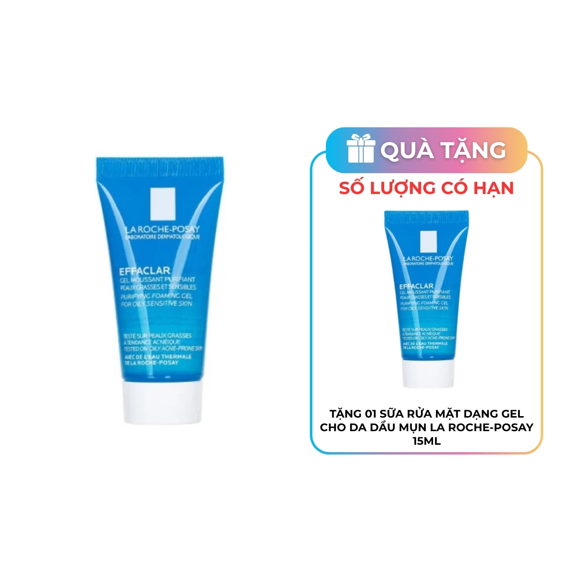 [KM] Sữa Rửa Mặt Dạng Gel Cho Da Dầu Mụn La Roche-Posay Effaclar Purifying Foaming Gel For Oily Sensitive Skin 15ml