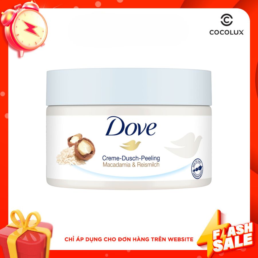 Tẩy Tế Bào Chết Body Dove Creme Dusch Peeling Macadamia & Reismilch 225ml