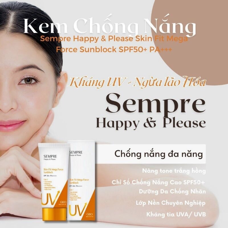 Kem Chống Nắng Geo Sempre Happy & Please 5in1 SPF 50+ PA++++