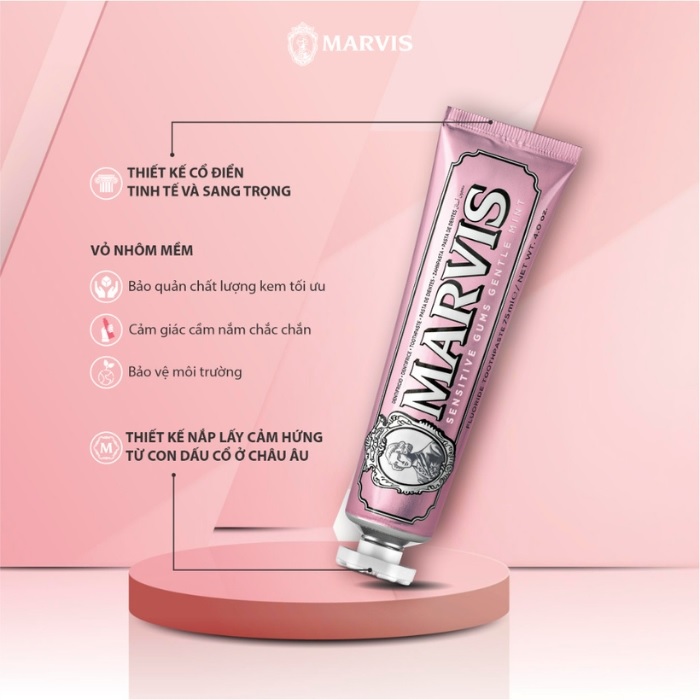 Kem Đánh Răng MARVIS Sensitive Gums Gentle Mint  Màu Hồng