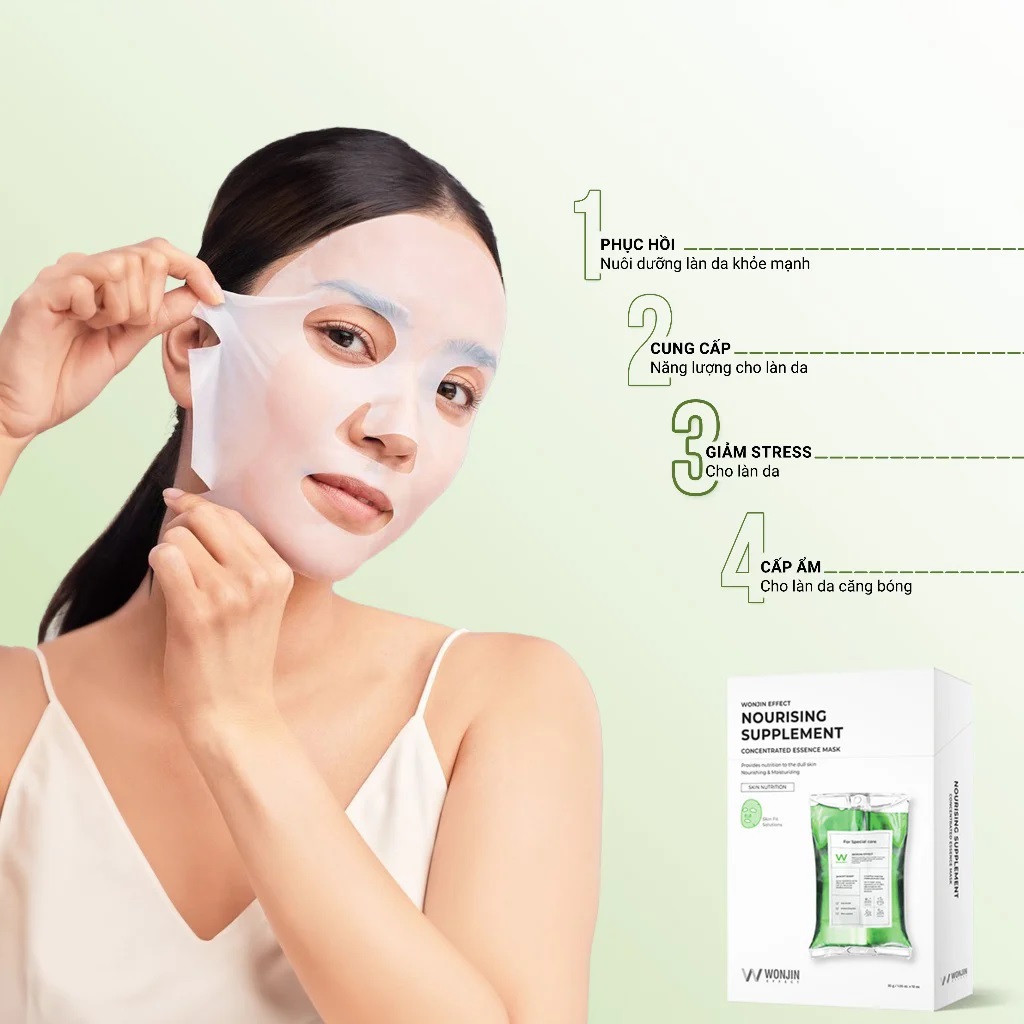 Mặt Nạ Wonjin Effect Nourising Supplement Concentrated Essence Mask - Truyền Năng Lượng (Xanh Lá)