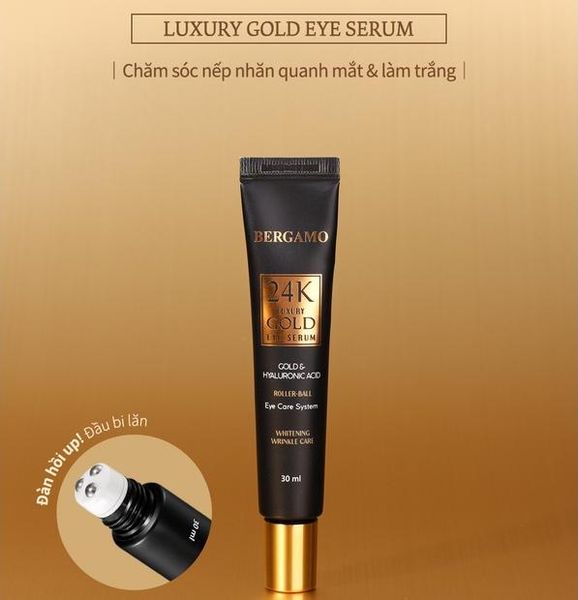 Lăn Dưỡng Mắt Bergamo Trị Thâm 24k Luxury Gold Eye Serum 30ml