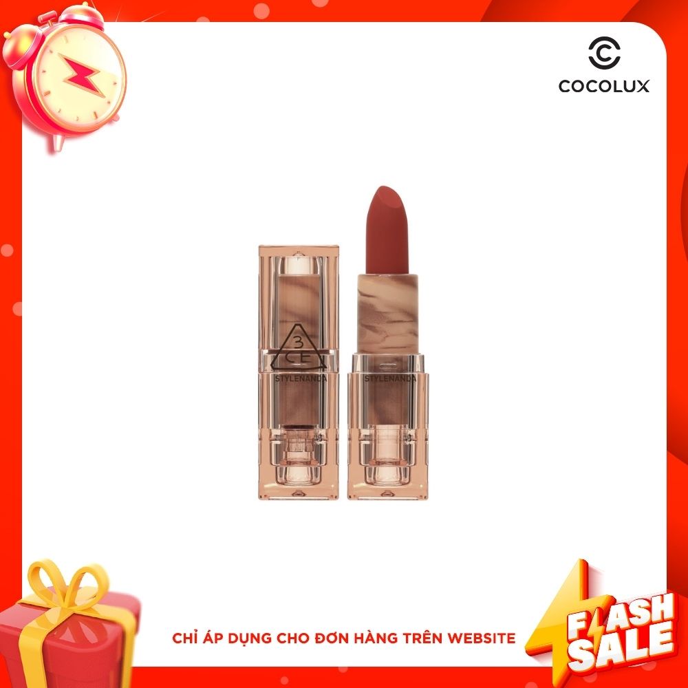 Son Thỏi 3CE Soft Matte Lipstick Version Deep Under More Deep - Unstained Red 3.5g