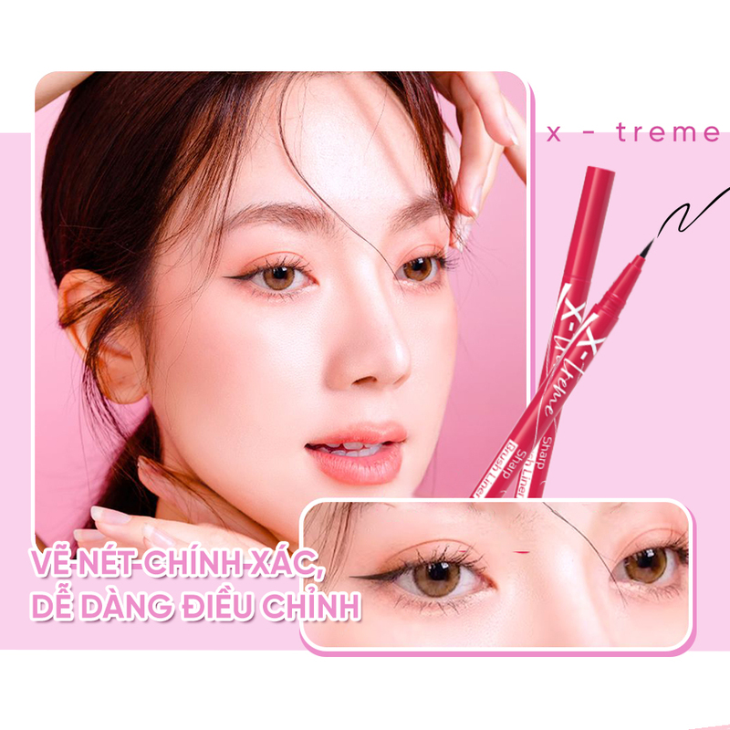 Bút Kẻ Mắt Silkygirl X-Treme Sharp Brush Liner Siêu Mảnh Màu Đen 01 Extreme Black 0.5ml