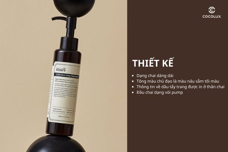 Thiết kế của dầu tẩy trang Klairs Gentle Black Deep Cleansing Oil 150m