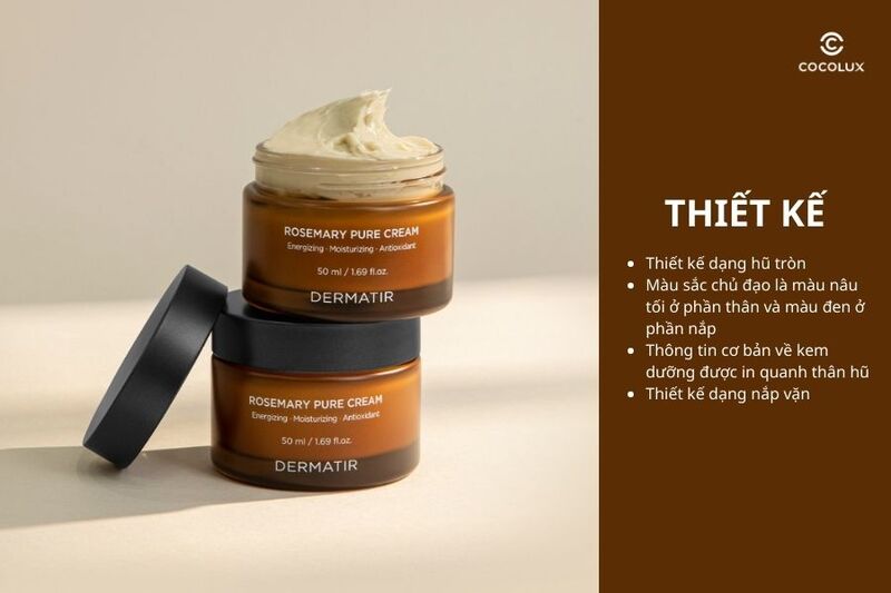 Thiết kế của kem dưỡng Dermatir Rosemary Pure Cream 50ml