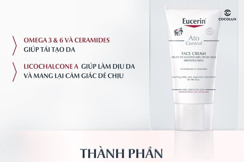 Thành phần chính của kem dưỡng Eucerin Ato Control Face Cream 50ml