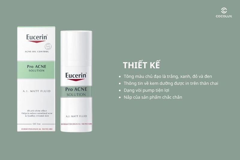 Thiết kế của kem dưỡng Eucerin ProAcne Solution A.I Matt Fluid 50ml