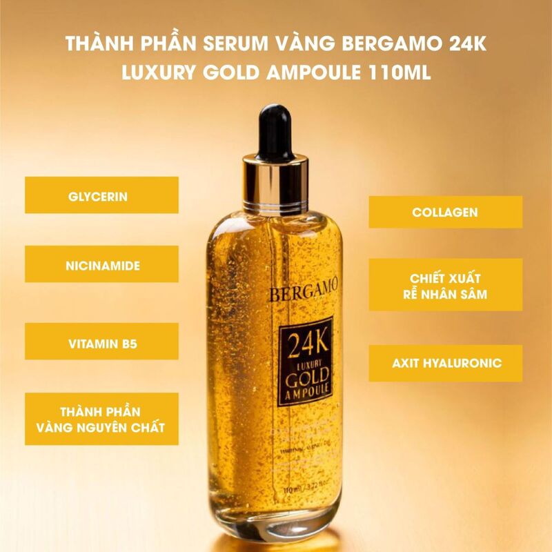 Tinh Chất Bergamo Vàng 24k Luxury Gold Ampoule 110ml