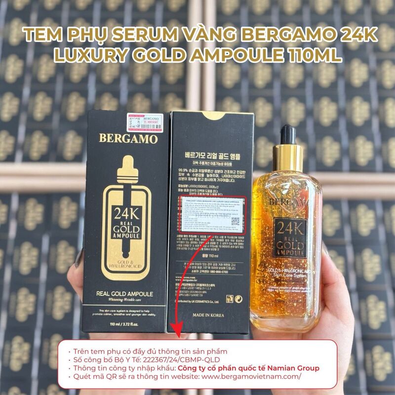 Tinh Chất Bergamo Vàng 24k Luxury Gold Ampoule 110ml