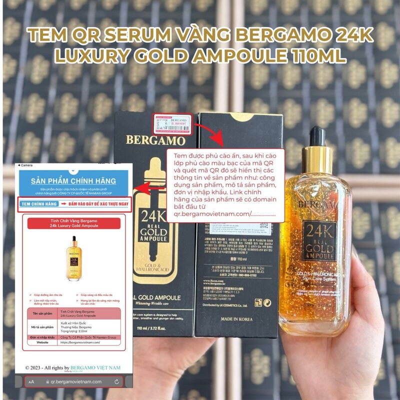 Tinh Chất Bergamo Vàng 24k Luxury Gold Ampoule 110ml