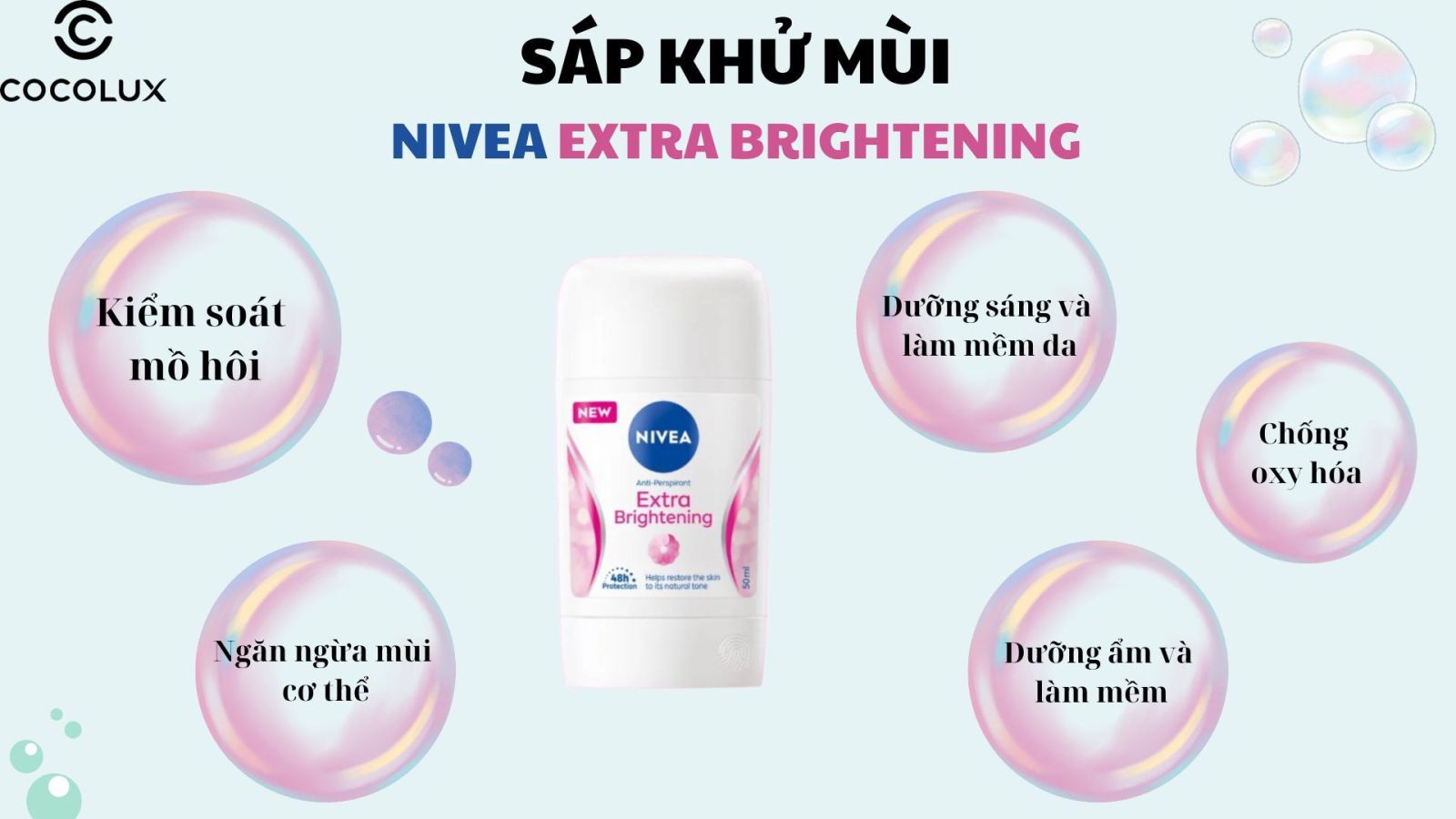 C&ocirc;ng dụng của S&aacute;p khử m&ugrave;i Nivea Extra Brightening