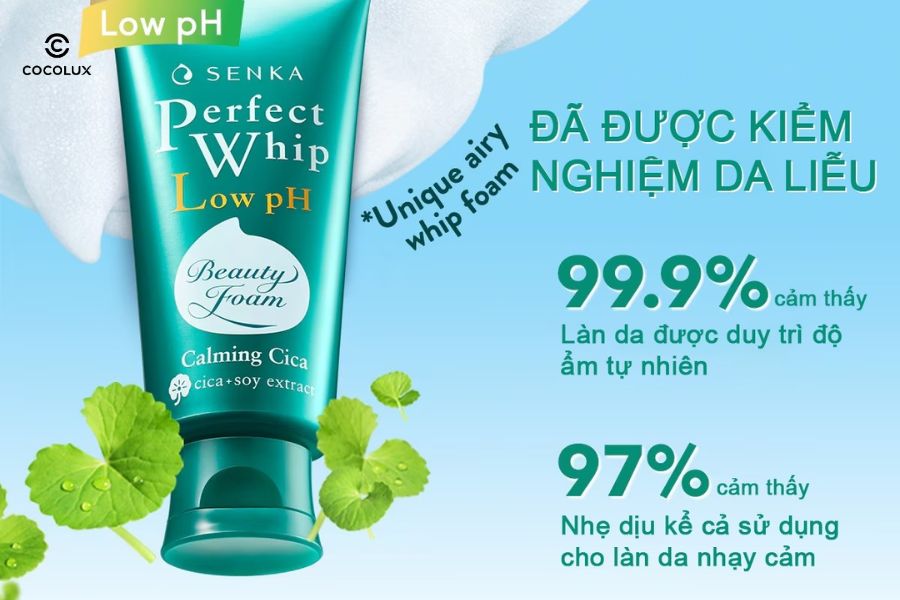 Ưu điểm của Sữa Rửa Mặt Senka Perfect Whip Low pH Calming Cica&nbsp;