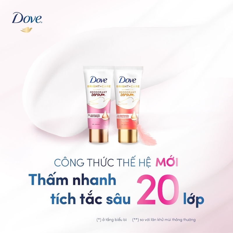 Kem Ngăn Mùi Dove Dưỡng Sáng Da Deodorant Dry Serum 3% Niacinamide +10x Vitamin C&E 40ml