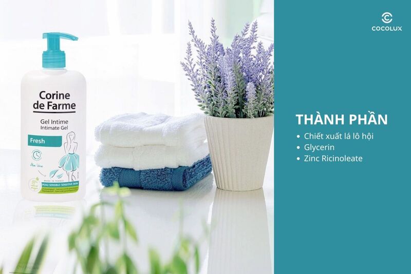 Th&agrave;nh phần của&nbsp;Dung Dịch Vệ Sinh Corine De Farme Intimate Gel Fresh Tươi M&aacute;t 250ml