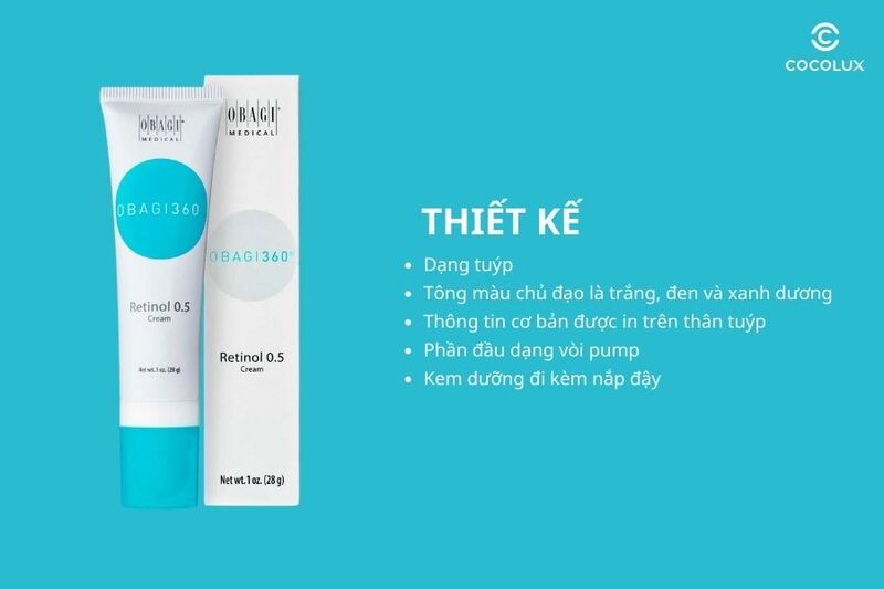 Thiết kế của kem&nbsp;dưỡng Obagi 360 Retinol 0.5 Cream