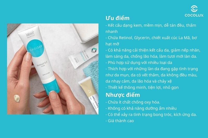 Ưu điểm, nhược điểm của kem&nbsp;dưỡng Obagi 360 Retinol 0.5 Cream