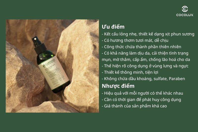 Ưu điểm, nhược điểm của xịt giảm mụn Caryophy Portulaca Body Mist