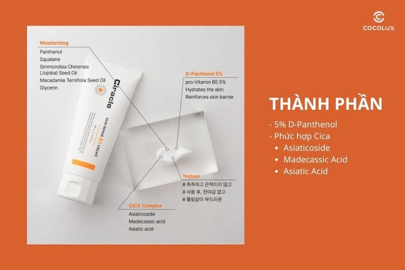 Th&agrave;nh phần ch&iacute;nh&nbsp;của kem dưỡng&nbsp;Ciracle Skin Repair B5 100ml
