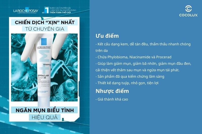 Ưu điểm và nhược điểm của kem dưỡng La Roche-Posay Effaclar DUO+M