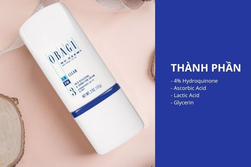 Thành phần của kem dưỡng Obagi Nuderm Clear 3