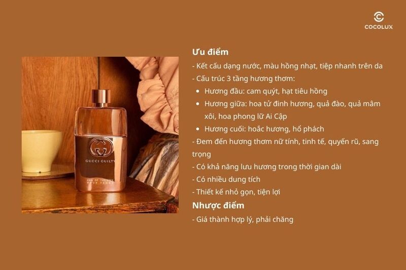 Ưu điểm và nhược điểm của nước hoa Gucci Guilty Pour Femme EDT