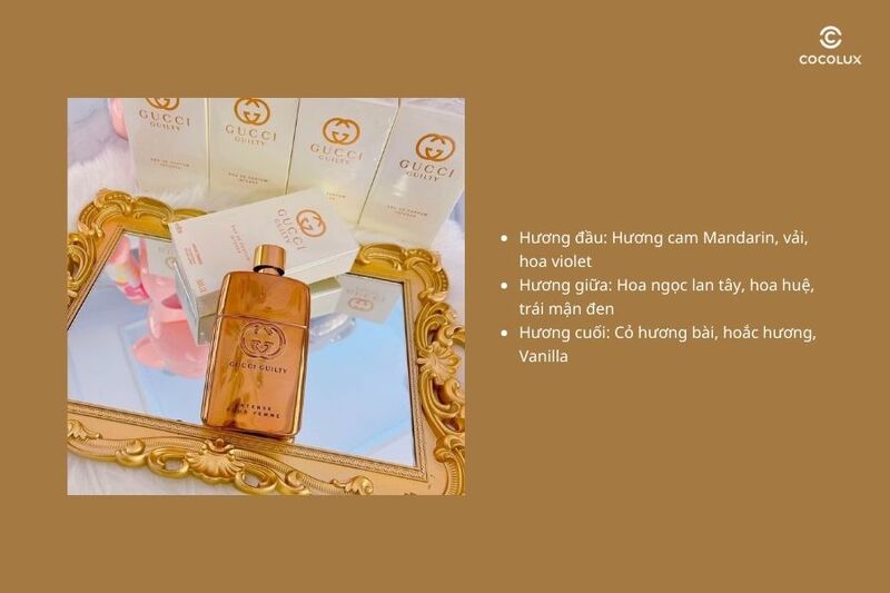 Cấu trúc 3 tầng hương thơm của nước hoa Gucci Guilty Pour Femme Intense EDP