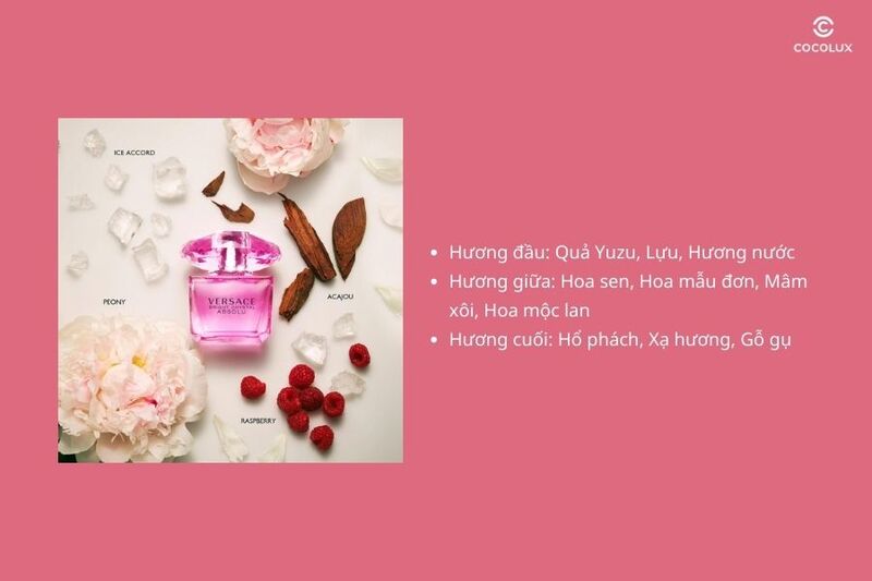 Cấu trúc 3 tầng hương thơm của nước hoa Versace Bright Crystal Absolu EDP