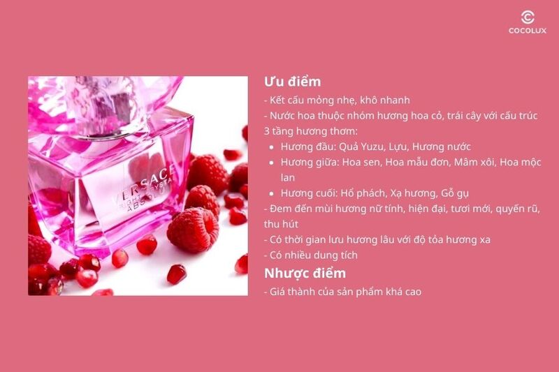 Ưu điểm và nhược điểm của nước hoa Versace Bright Crystal Absolu EDP