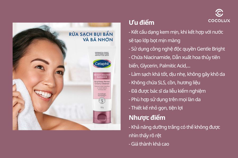 Ưu điểm và nhược điểm của sữa rửa mặt Cetaphil Bright Healthy Radiance Làm Sáng Da 100g