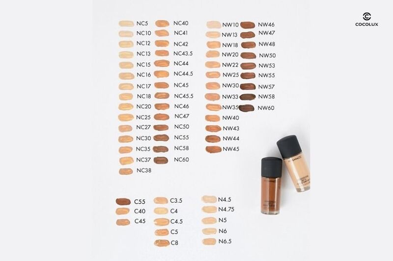 Bảng màu kem nền MAC Studio Fix Fluid SPF15