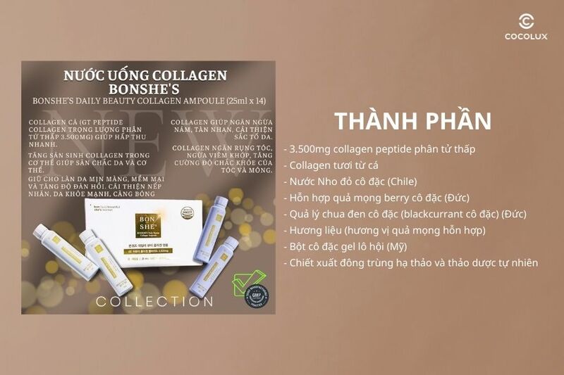 Thành phần của nước uống Collagen Bonshe's Daily Beauty Collagen Ampoule