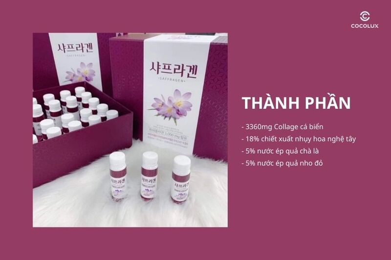 Thành phần của nước uống Saffron Collagen nhụy hoa nghệ tây