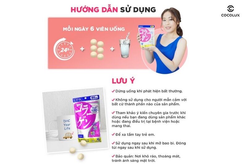 Cách dùng của viên uống DHC bổ sung Collagen