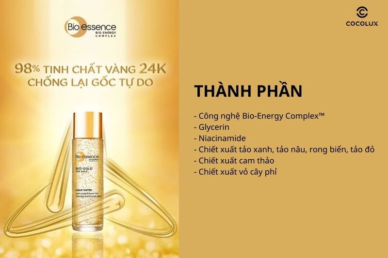 Th&agrave;nh phần của nước dưỡng Bio-Essence Bio-Gold Gold Water