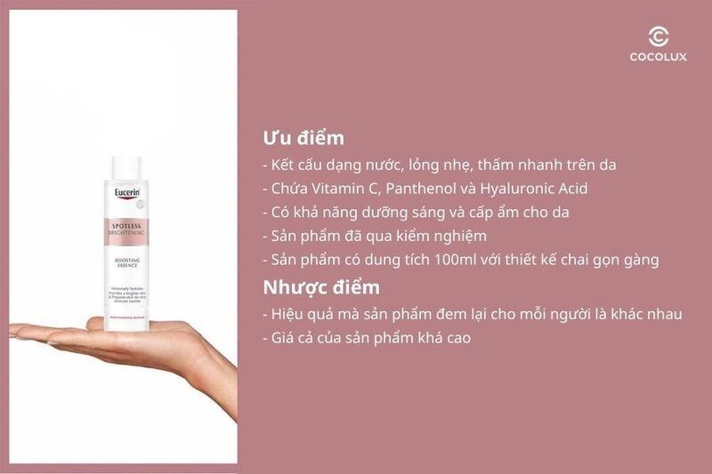 Ưu điểm và nhược điểm của nước dưỡng Eucerin Spotless Brightening Boosting Essence