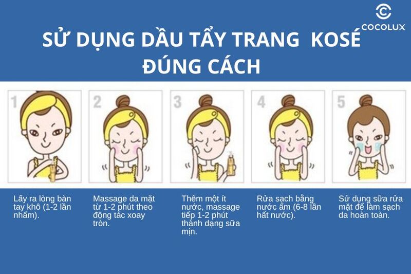 Hướng dẫn sử dụng dầu tẩy trang Kosé màu xanh