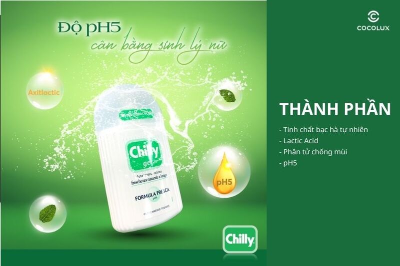 Các thành phần chính của dung dịch vệ sinh phụ nữ Chilly Gel Fresh Formula