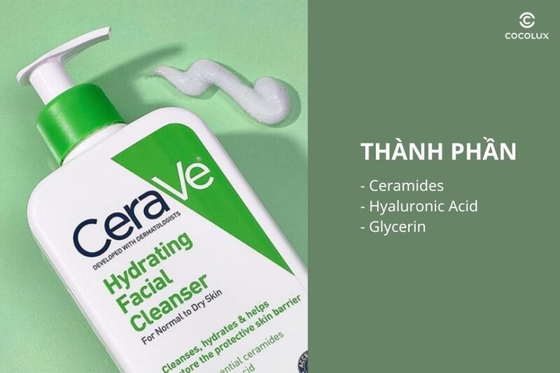 Th&agrave;nh phần ch&iacute;nh&nbsp;của sữa&nbsp;rửa mặt Cerave Hydrating Cleanser