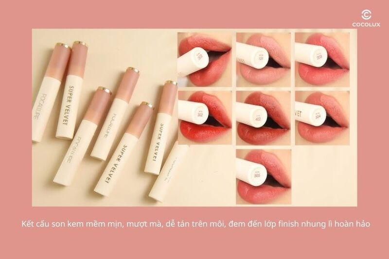 Kết cấu của son kem Focallure Velvet Smooth Lip Glaze FA196