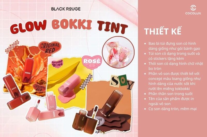 Thiết kế son tint Black Rouge Glow Bokki Tint